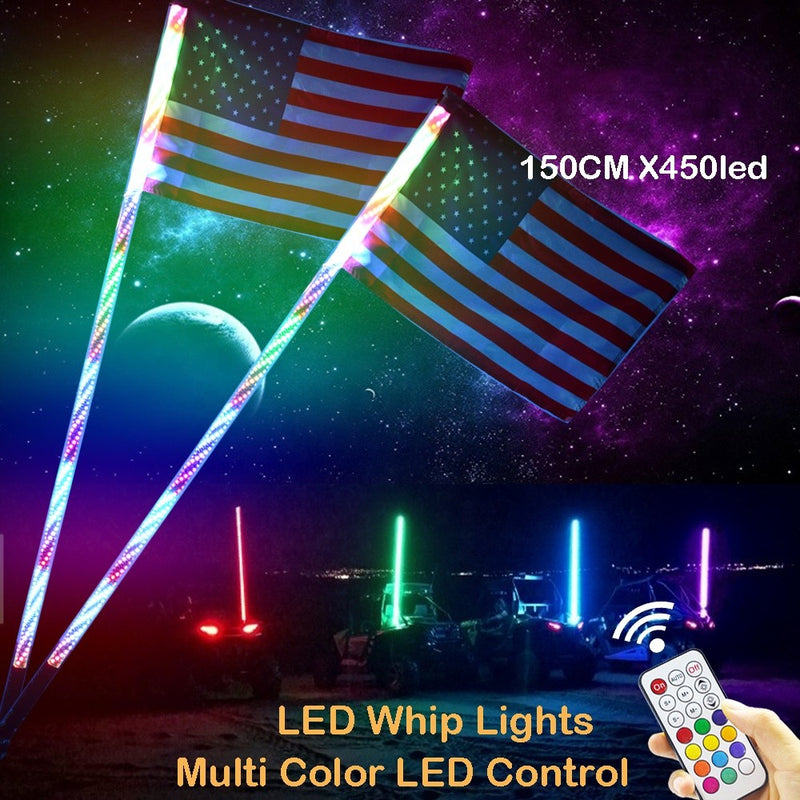 LED Flag Antenna Whip For ATV UTV Truck Light Whip Buggy RGB LED Whip Light